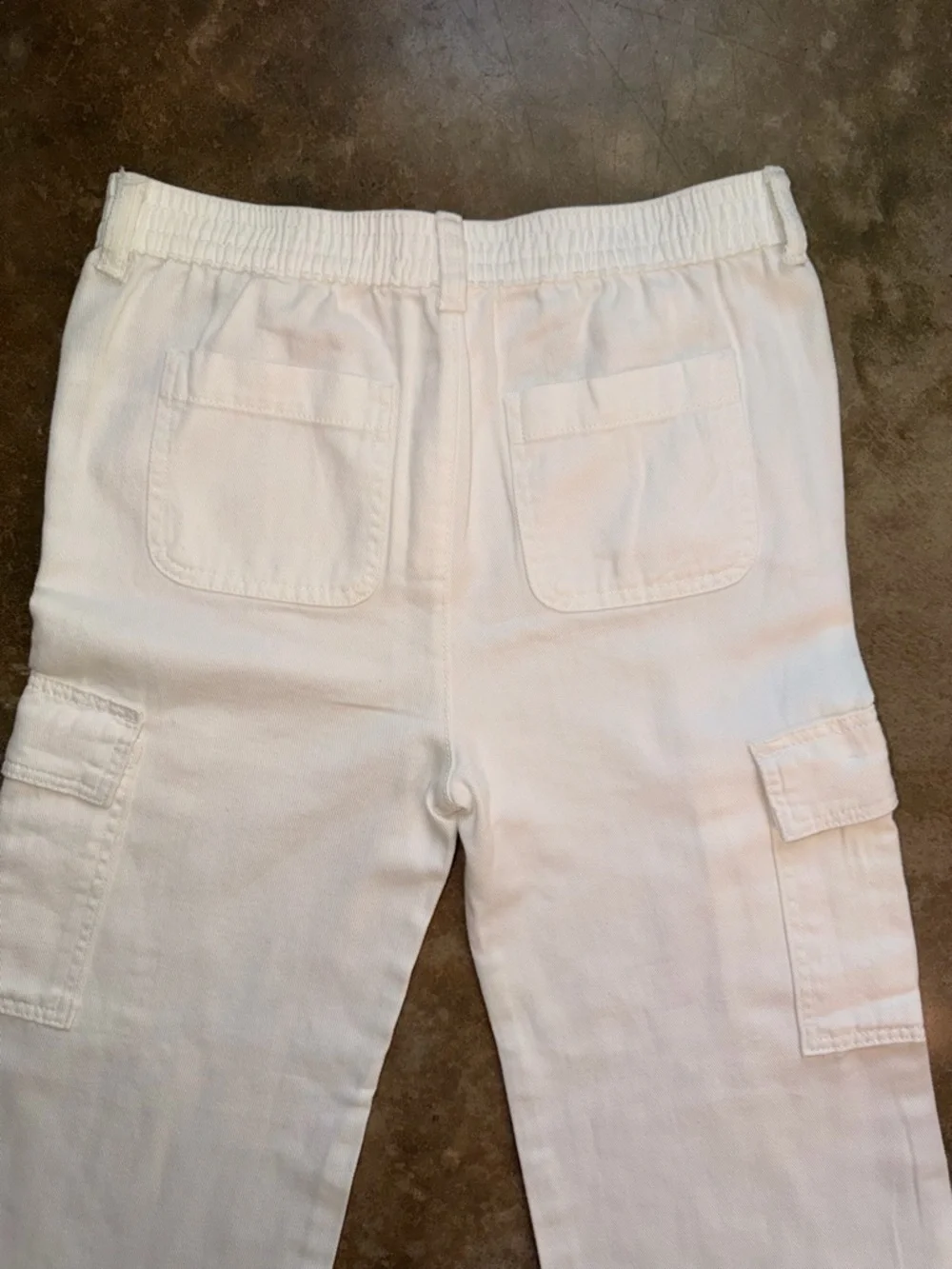 Old Navy Girls White Cargo Pants Size 14 Wide Leg Utility Y2K Trend
